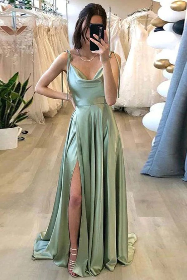 Simple A-line Spaghetti Straps Long Prom Dresses, Evening Dresses,BD930781