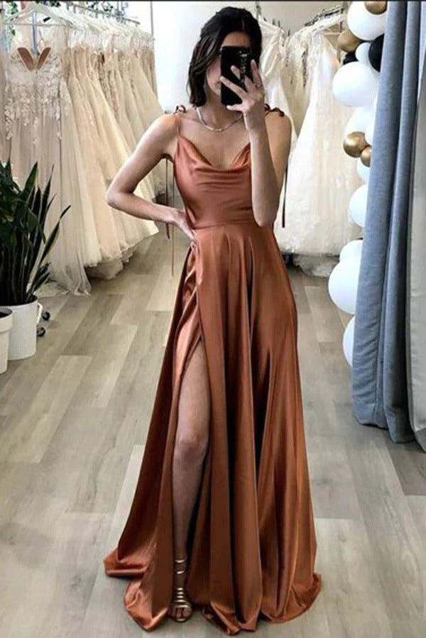 Simple A-line Spaghetti Straps Long Prom Dresses, Evening Dresses,BD930781