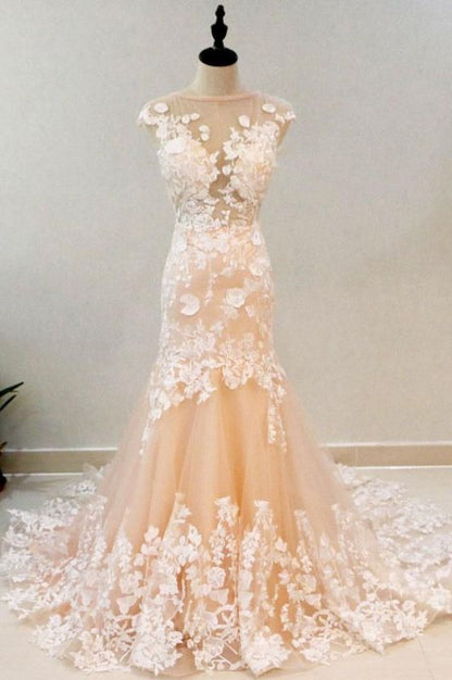 Luxury High Neck Rose Gold Prom Dresses With Lace Appliques