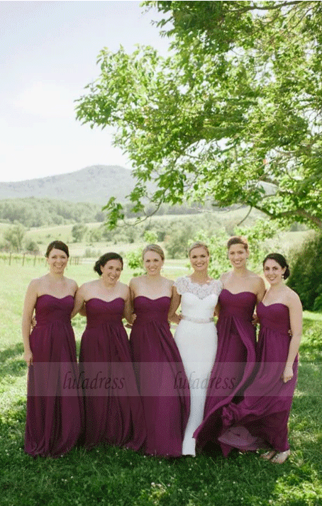 Sleeveless Wedding Party Long A-Line Bridesmaid Dresses