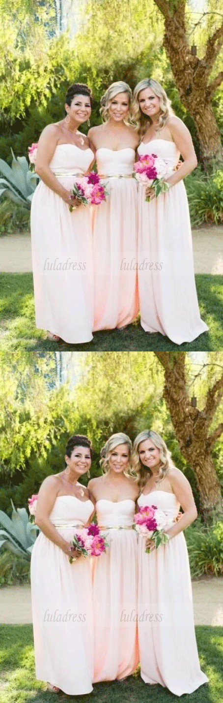 Chiffon Long Bridesmaid Dresses,Sweetheart Wedding Party Dress