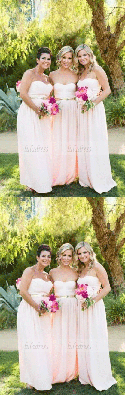 Chiffon Long Bridesmaid Dresses,Sweetheart Wedding Party Dress