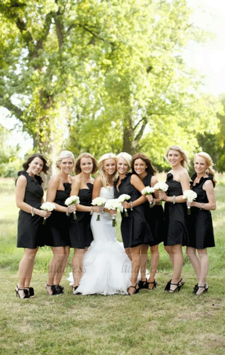 Custom Made Black Mismatched Bridesmaid Dresses