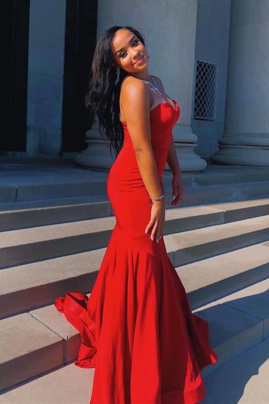 Sexy Sweetheart Ruby Mermaid Prom Dresses With Ruffles