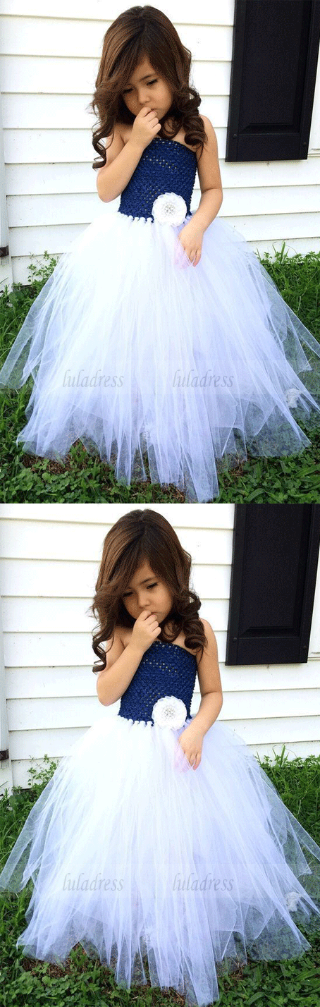 Floor-Length Flower Girl Dress Strapless with Flower,BW97187