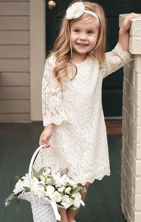 Lace Dress for Toddler or Little Girls Rustic Vintage Flower Girl Dresses