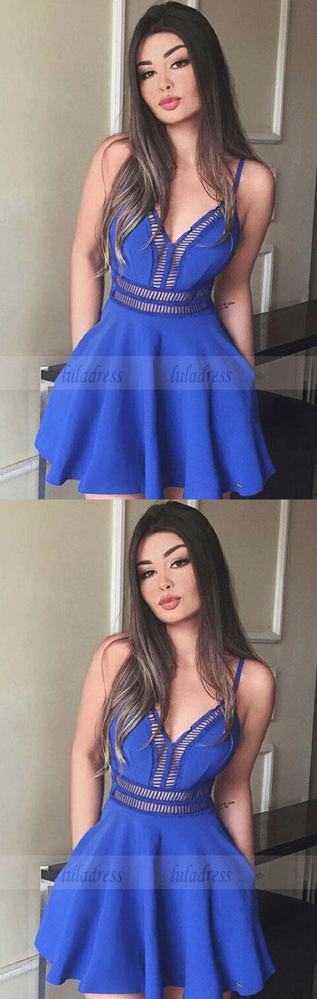 royal blue homecoming dresses, sexy homecoming dresses, spaghetti straps homecoming dresses,BD98229