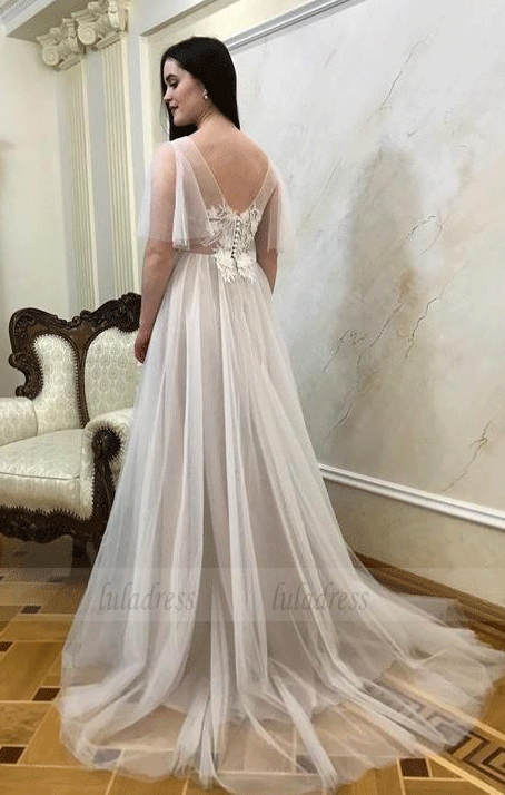 Boho Vintage Wedding Dress,Boho Chic Bridal Dress,BW97444