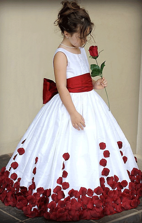 Handmade Flower Flower Girl Dress, Satin Flower Girl Dress