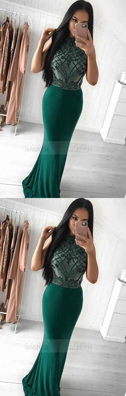 fashion high neck sleeveless evening dress