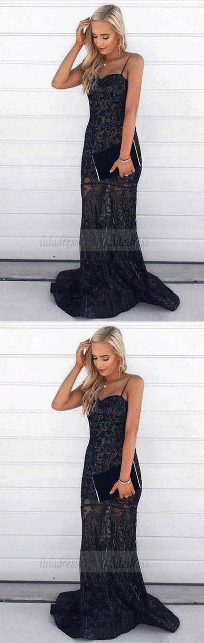 gorgeous black evening formal gowns with special lace, fashion prom party gowns