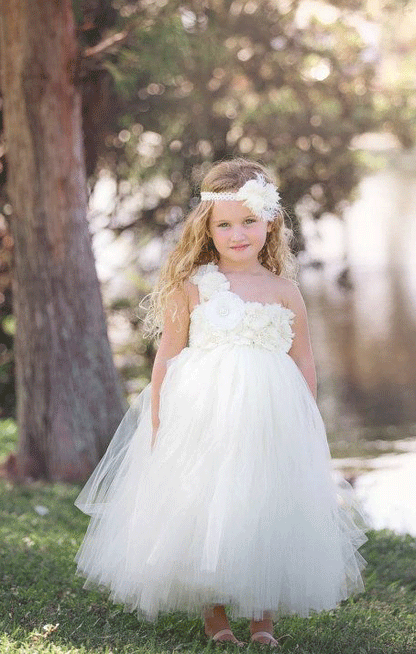 Tulle Handmade Flower Tutu Dress Mini Bridesmaid