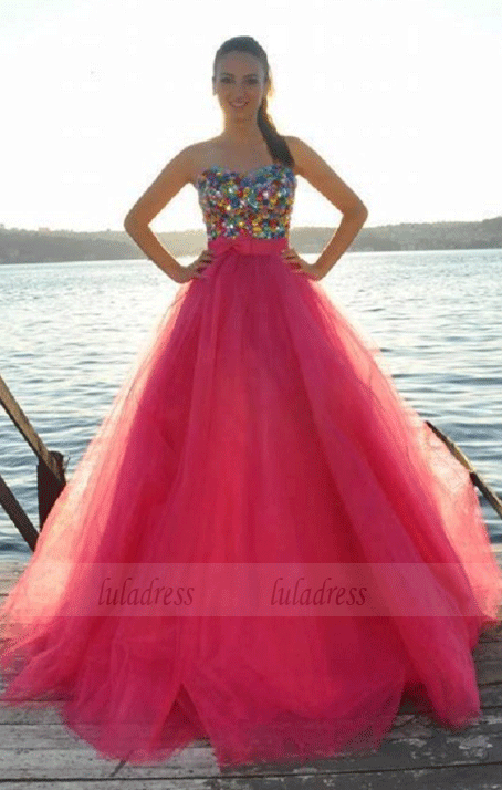 New Arrival Tulle Prom Dress,Ball Gown Prom Dress,Long Evening Dress