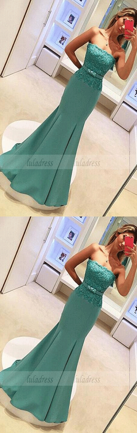 Strapless Prom Dress,Satin Prom Dress,Simple Evening Gowns,Party Formal Gowns For Teens