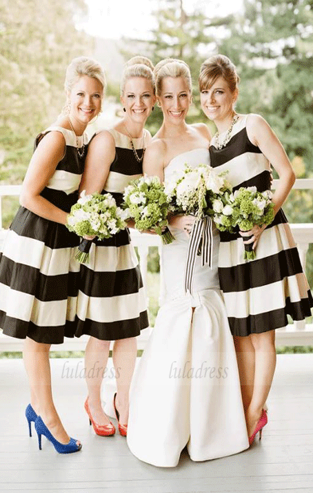 Black And White Striped Bridesmaid Dresses