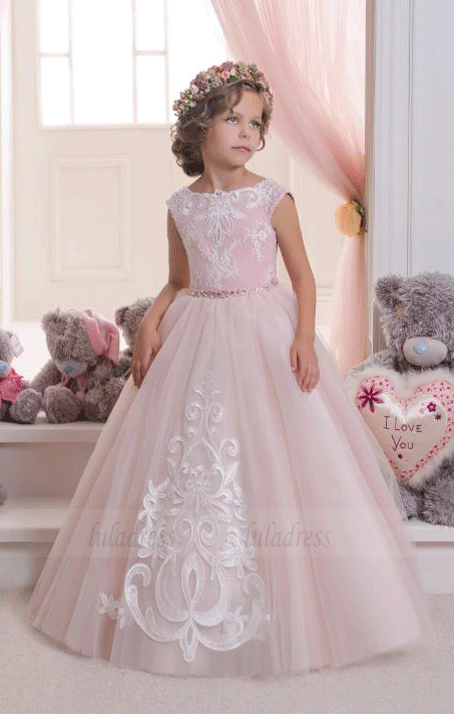 Pink Lace Flower Girls Dresses For Weddings