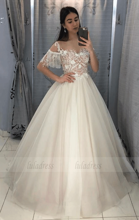 Tulle Lace Long Prom Dress,Tulle Lace Evening Dress