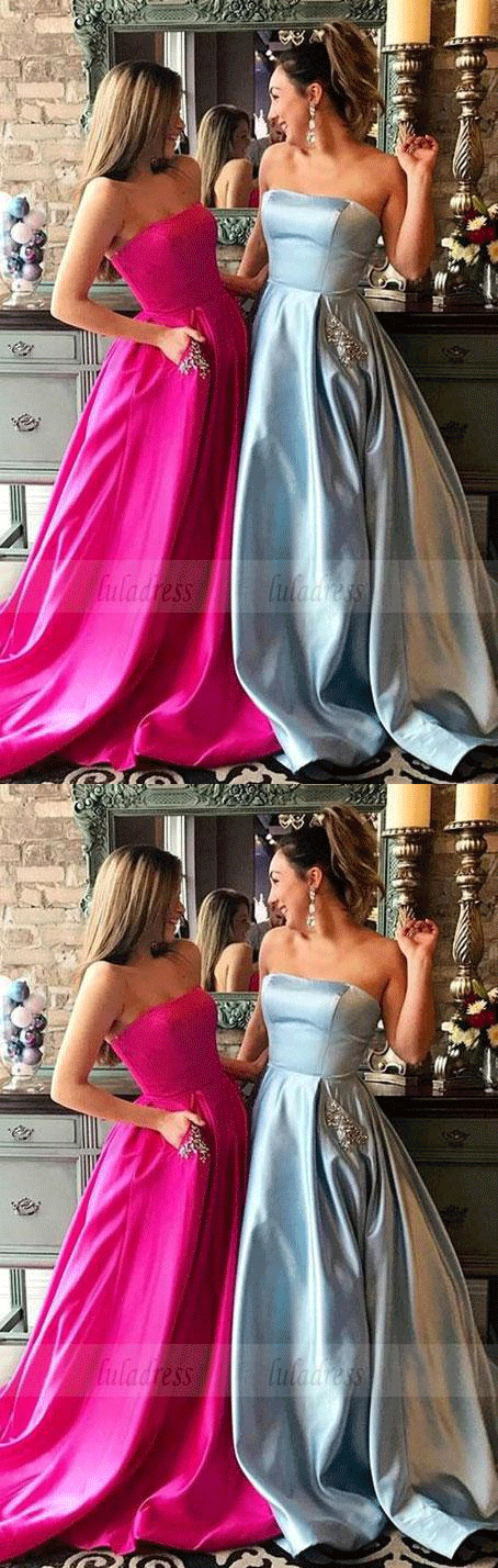 fashion fuchsia strapless long prom dresses,BD98723