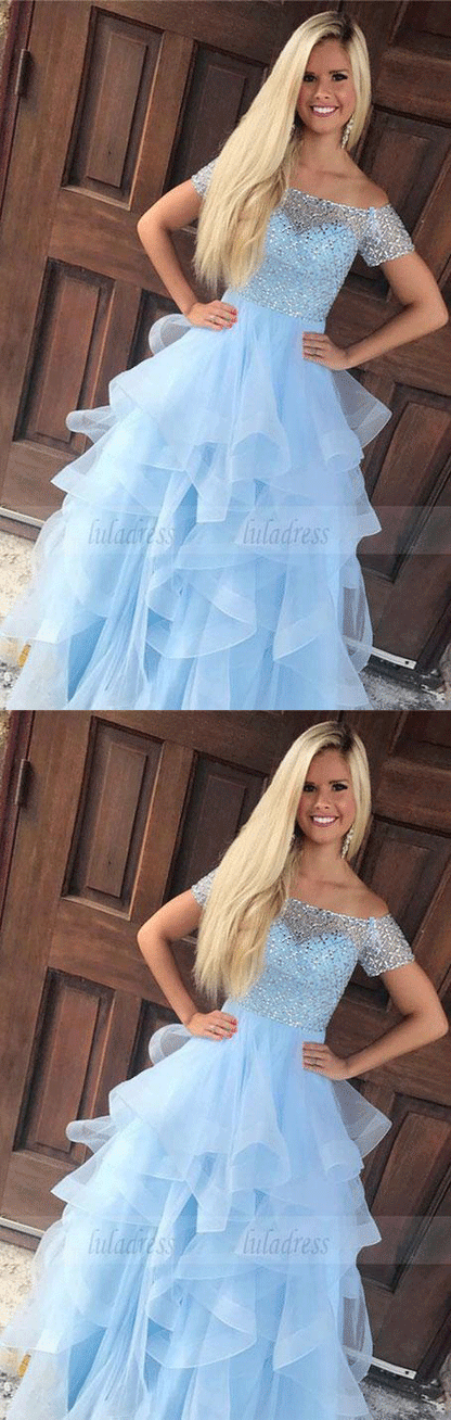 Off Shoulder Beaded Prom Dress,Elegant Homecoming Dress