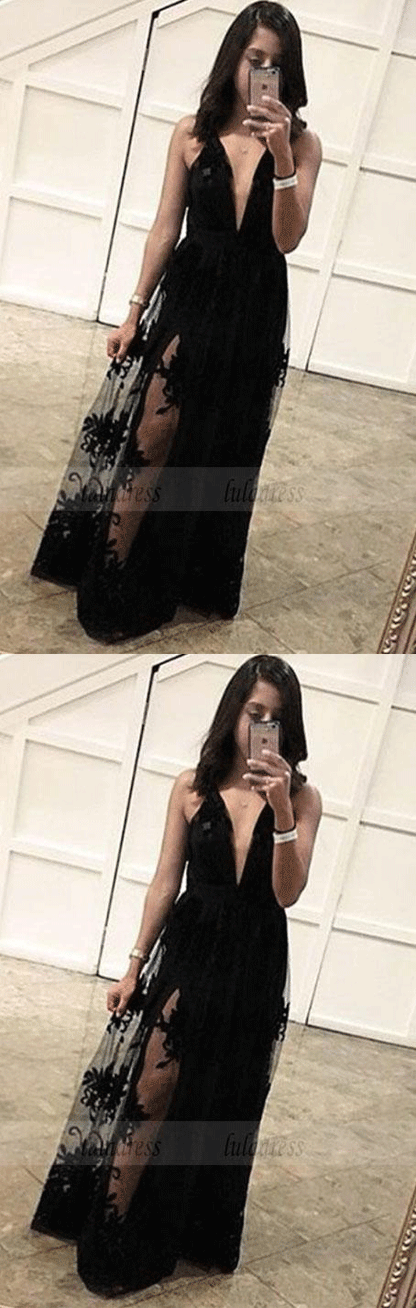 Charming Black Prom Dress, Sexy Sleeveless Prom Dresses, Long Evening Party Dress,BD99011