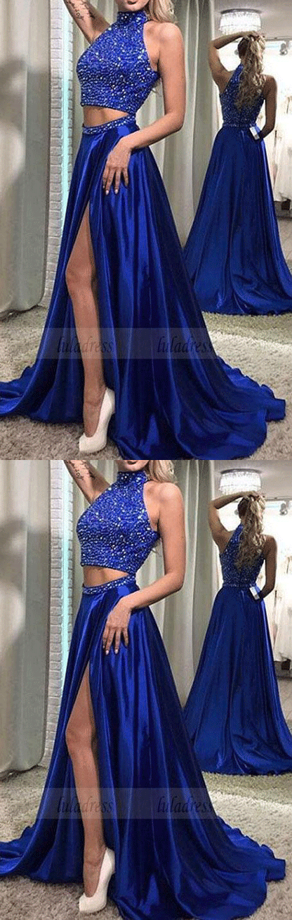 Two-Piece Beaded Prom Dress,Long Evening Dress,BD99005