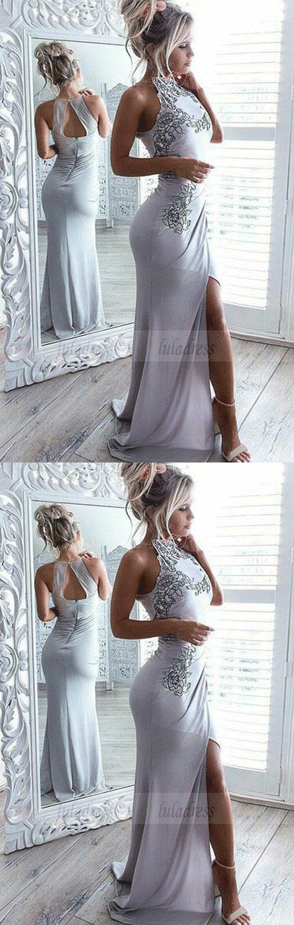 Spaghetti Straps Prom Dress,White Lace Bodice Party Dress,Mermaid Long Evening Dress,BD98975