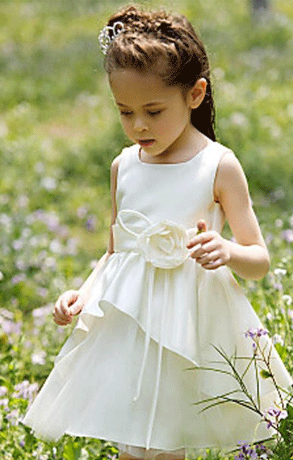 Flower Girl Dresses Ivory Flower Girl Dress with Tiered Skirt