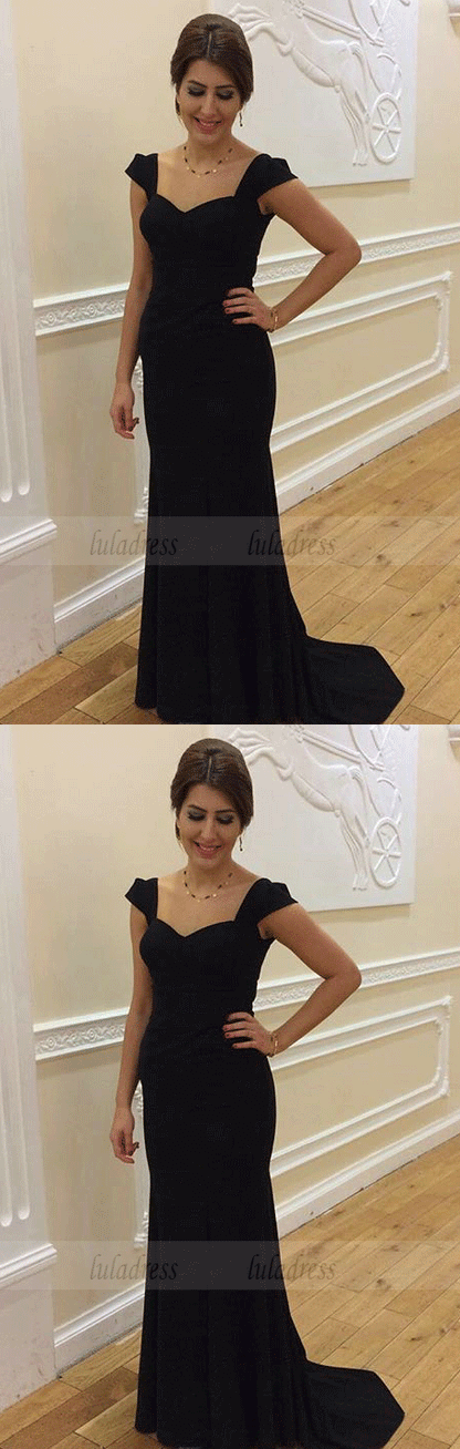 Mermaid Straps Black Evening Dress,Mermaid Prom Dress