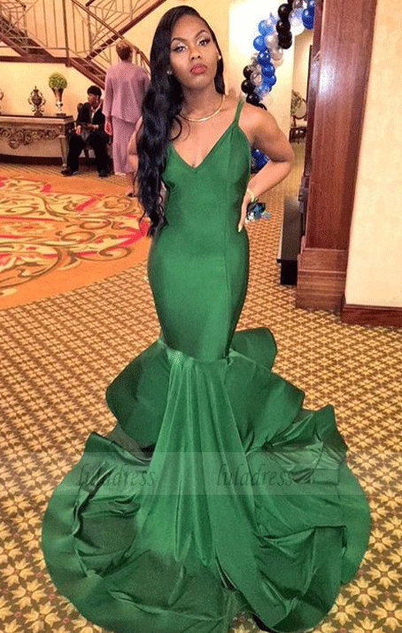 mermaid prom dress,V-neck prom dresses,charming prom dress