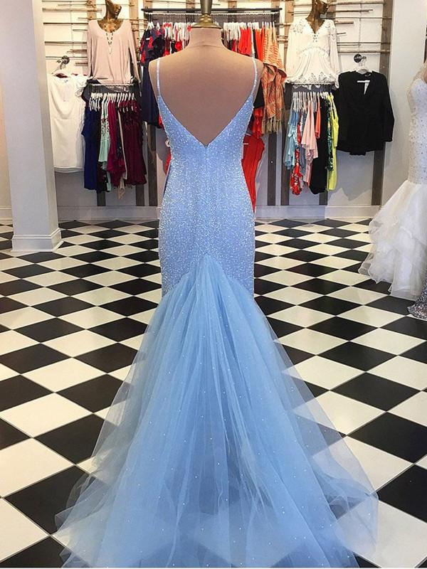 Mermaid Prom Dresses Beaded Backless Formal Dresses