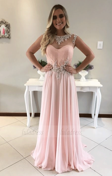 Pink Prom Dress,Floor-length Prom Dress