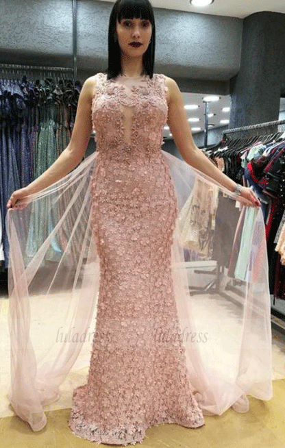 Charming Blush Pink Formal Applique Long Prom Dresses