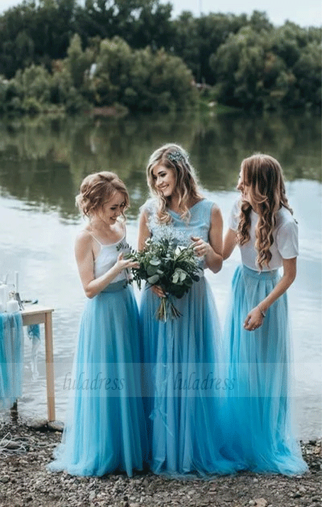 Mismatched Different Styles Floor Length Bridesmaid Dresses