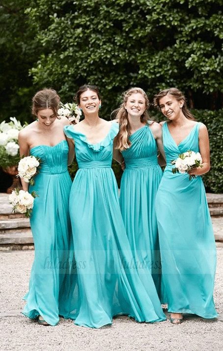 Mismatched Sleeveless Long Bridesmaid Dresses