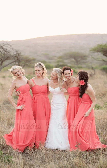 Simple A-Line Sleeveless Chiffon Bridesmaid Dress