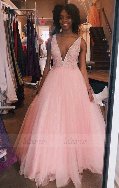 V-Neck A-Line Prom Dresses,Long Prom Dresses,Cheap Prom Dresses,BW97497