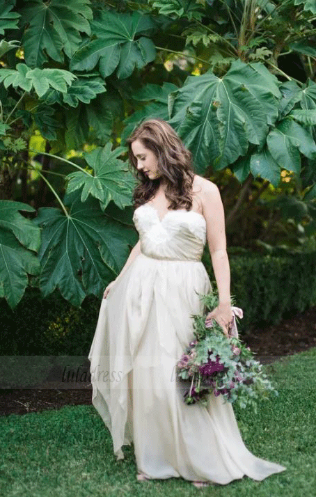 Boho Chic Bridal Dress,Strapless Wedding Dress