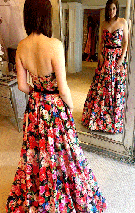 High Quality Sweetheart Floral Long Prom Evening Gowns