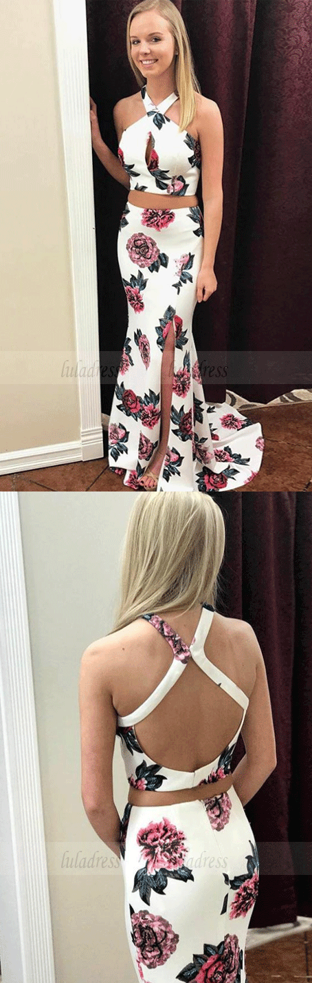 Floral Print Long Mermaid Sexy Prom Dress,BW97259