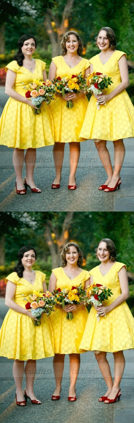 Short Bridesmaid Dress,V Neck Bridesmaid Dress,BW97353