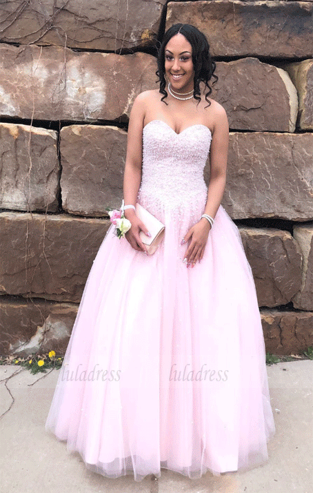 Strapless Long Pink Prom Dress