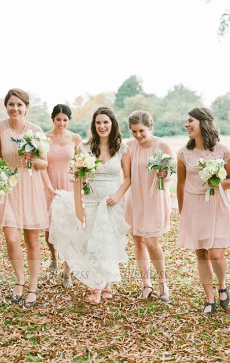 Pink Short Bridesmaid Dresses,Mismatched Bridesmaid Dresses